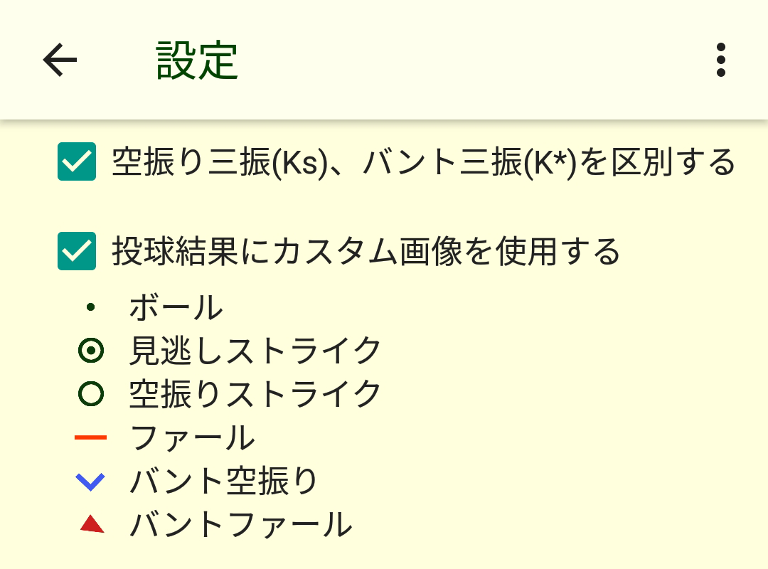 投球結果にカスタム画像を使用する