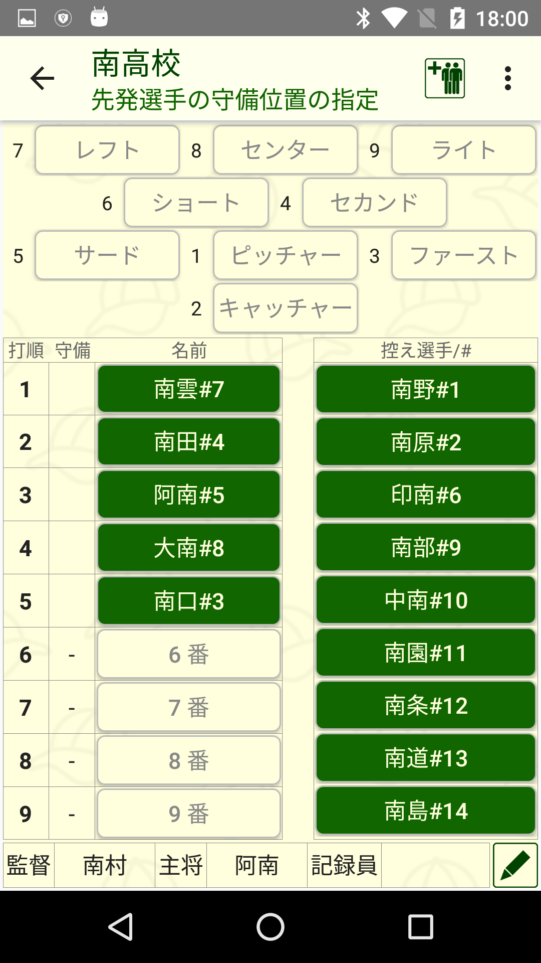 メンバー表作成