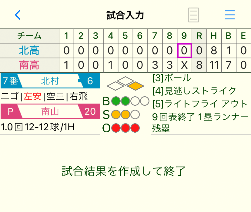 試合の終了